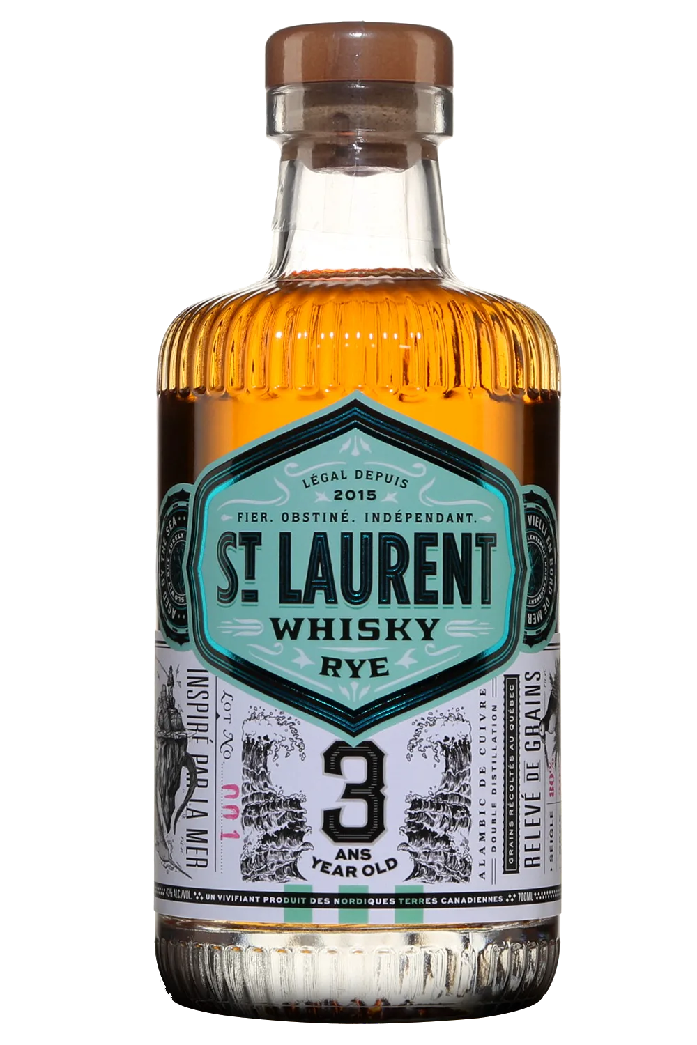 Une bouteille du whisky St.Laurent Rye 3 ans
